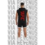 Vordevia UFC Baskılı Kapüşonlu Kolsuz Spor Tişört ve Biyeli Spor Şort Takımı Gym & Fitness Kombini