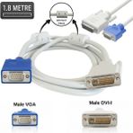 Vorex 1.8 Mt. Dvı-I To VGA Kablosu (Ferrit Çekirdekli) Analog Görüntü Pc Monitör Tv Uyumlu - 1,8 m - Gri
