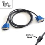 Vorex Gabble 1.5m VGA Kablosu 3+2 Lux - Çift Ferrit Filtreli Hd Monitör/projeksiyon Uyumlu - 1,5 m - Siyah - Mavi