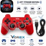Vorex Trio TR-903 Ps3 Uyumlu Kablosuz Oyun Kolu Çift Titreşim Wireless Controller USB Şarjlı - Kırmızı