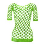 Vorifun Kadın Seksi İç Çamaşırı Babydoll Streç File Kombinezon File Mini Elbise, Yeşil, Tek Beden