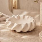 Vortice Krem Renk Modern Dekoratif Kase Traverten Dokulu Estetik Salon Konsol Orta Sehpa Üstü Obje