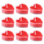 VOSAREA 9 Adet Kokulu Tealight Mum Kalp Şekilli Mumlar Kırmızı Parafin Çay Mum Noel Alevsiz Mum Tatil Düğün Doğum Günü için (Rastgele Paket)