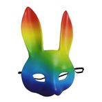 VOSAREA Cadılar Bayramı Hayvan Maskesi 3D Gökkuşağı Tavşan Maskesi Lgbtq Masquerade Bunny Kulak Tavşan Maskesi Kadınlar Için Noel Partisi Maskesi Yetişkin Eve Parti Kostüm