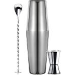 Vosco 3 Parça Avantajlı Kokteyl Set Boston Shaker Seti 750ml Paslanmaz Çelik ile Pratik ve Şık Tasarım