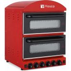 Vosco Çift Katlı Elektrikli Pizza Fırını - Taş Tabanlı Profesyonel Kırmızı Pizza Fırını