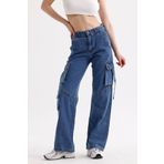 VOSSAX Kadın İpli Kargo Cep Baggy Bol Kesim Jeans Salaş Kot Pantolon (Beden Tablosu Görsellerdedir)