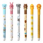 VOSSOT 6'lı paket jel kalem, silinebilir siyah mürekkep, silinebilir tükenmez kalem, 0,5 mm uçta bilye, karikatür, silinebilir kalem, çocuklar, öğrenciler, hediye, okul, ofis malzemeleri