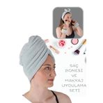 vosvera Saç Kurulama Bonesi Banyo Saç Kurulama Havlusu Ve Makyaj Uygulama Seti Mint