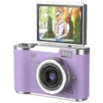 Vothoon 4K Dijital Retro Video Kamera 48MP 18X Zoom Flaşlı (32GB) Kart Dijital Vlog Fotoğraf Makinesi Türkçe - Mor