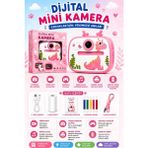 Vothoon Dinozor Tasarımlı Anında Baskılı Çocuk Fotoğraf Makinesi 1080P Dijital Çocuk Kamerası - Pembe