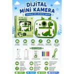 Vothoon Dinozor Tasarımlı Anında Baskılı Çocuk Fotoğraf Makinesi 1080P Dijital Çocuk Kamerası - Yeşil