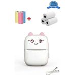Vothoon Mini Fotoğraf Yazıcı Kablosuz Etiket Yazıcı Baskı Makinesi Ios Android Uyumlu Termal Printer Pembe - Beyaz