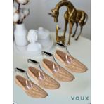 Voux Desenli Bej Tül Kadın Babet Çorap 4 'lü - 35 - 40
