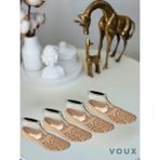 Voux Leopar Desenli Bej Tül Kadın Babet Çorap 4 'lü - 35 - 40