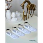 Voux Leopar Desenli Beyaz Tül Kadın Babet Çorap 4 'lü - 35 - 40