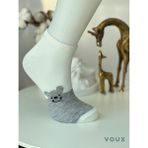 Voux Pamuklu Ayıcık Desenli Beyaz Kadın Sneaker Çorap 4 'lü - 35 - 40