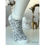 Voux Pamuklu Çizgi Desenli Beyaz Kadın Sneaker Çorap 4 'lü - 35 - 40