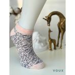 Voux Pamuklu Çizgi Desenli Pembe Kadın Sneaker Çorap 4 'lü - 35 - 40