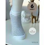 Voux Pamuklu Çizgili Beyaz Kadın Sneaker Çorap 6 'lı - 35 - 40