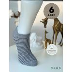 Voux Pamuklu Çizgili Gri Kadın Sneaker Çorap 6 'lı - 35 - 40