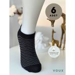 Voux Pamuklu Çizgili Siyah Kadın Sneaker Çorap 6 'lı - 35 - 40