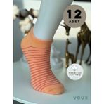 Voux Pamuklu Çizgili Yavruağızı Kadın Sneaker Çorap 12 'li - 35 - 40 - Yavruağzı