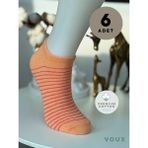 Voux Pamuklu Çizgili Yavruağızı Kadın Sneaker Çorap 6 'lı - 35 - 40 - Yavruağzı