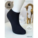 Voux Pamuklu Siyah Kadın Sneaker Çorap 4 'lü - 35 - 40