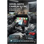VOVEL Moto CarPlay 6.1 İnç - 2 Kameralı - Su Geçirmez - Kablosuz CarPlay & Android Auto Ekranı - Universal