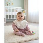 Vovido Laura Baby Dantel Yaka Detaylı Kız Bebek Çocuk Alt Üst Takım - 9 - 12 Ay - Gülkurusu