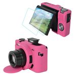 VOVMOEYA Canon Powershot G7 X Mark III için 2 ekran koruyucu folyolu kamera çantası, yumuşak G7X III silikon kılıf, çıkarılabilir objektif kapağı, Canon G7XIII G7X3 için koruyucu kılıf, Bubblegum Pink