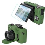 VOVMOEYA Canon Powershot G7 X Mark III için 2 ekran koruyucu folyolu kamera çantası, yumuşak G7X III silikon kılıf, çıkarılabilir objektif kapağı, Canon G7XIII G7X3 için koruyucu kılıf, çimen yeşili