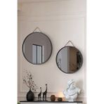 Vovva Home Mirora 2'li Yuvarlak Dekoratif Duvar Aynası | Boyalı Ahşap Çerçeveli | 60cm 48cm | Antrasit