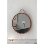 Vovva Home Mirora Yuvarlak Dekoratif Duvar Aynası | Boyalı Ahşap Çerçeveli | 48cm | Meşe