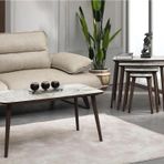 Vovvahome Luci 4'lü Mdf Ahşap Zigon Sehpa Ve Orta Sehpa Seti - Beyaz Mermer Desenli