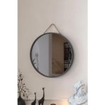 vovvahome Mirora Yuvarlak Dekoratif Duvar Aynası | Boyalı Ahşap Çerçeveli | 48cm | Antrasit