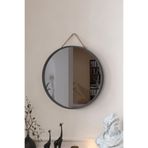 vovvahome Mirora Yuvarlak Dekoratif Duvar Aynası | Boyalı Ahşap Çerçeveli | 48cm | Antrasit