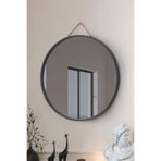 vovvahome Mirora Yuvarlak Dekoratif Duvar Aynası | Boyalı Ahşap Çerçeveli | 60cm | Antrasit