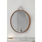 vovvahome Mirora Yuvarlak Dekoratif Duvar Aynası | Boyalı Ahşap Çerçeveli | 60cm | Meşe