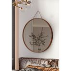 vovvahome Mirora Yuvarlak Dekoratif Duvar Aynası | Boyalı Ahşap Çerçeveli | 60cm | Yerli Ceviz