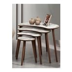 Vovvahome Moon 4lü Mdf Ahşap Zigon Sehpa - Beyaz Mermer Desenli