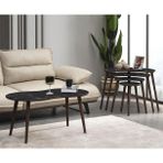 Vovvahome Moon 4'lü Mdf Ahşap Zigon Sehpa Ve Orta Sehpa Seti - Siyah Mermer Desenli