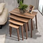 VOVVAHOME VEGA 4LÜ DÖRTLÜ MDF AHŞAP ZİGON SEHPA - CEVİZ
