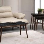Vovvahome Vega 4'lü Mdf Ahşap Zigon Sehpa Ve Orta Sehpa Seti - Siyah Mermer Desenli