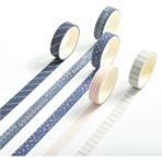 Vox Art Washi Dekor Bant Seti 5'li 1 cm x 2 mt -M7-399 - 1 cm eni 2 metre uzunk - Karışık-Çok Renkli - Washi Bant