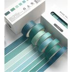 Vox Art Washi Dekor Bant Seti 8'li Mix Ölçü x 4 mt -Açık Yeşil
