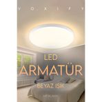 Voxify Modern Tavana Sıfır Led Avize Buz Beyazı Işık Salon Mutfak Oturma Odası Avize Metal Kasa