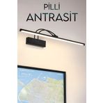 Voxify Pilli Antrasit Beyaz Işık Duvar Apliği Banyo Aydınlatma Ayna Üstü Led Tablo Aplik A+ Loş Işık 6500K