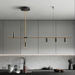 Voxlamp Portugal I Sarkıt Led Avize 120 Cm 25 Watt Siyah Bardak - Gold Çıtalar